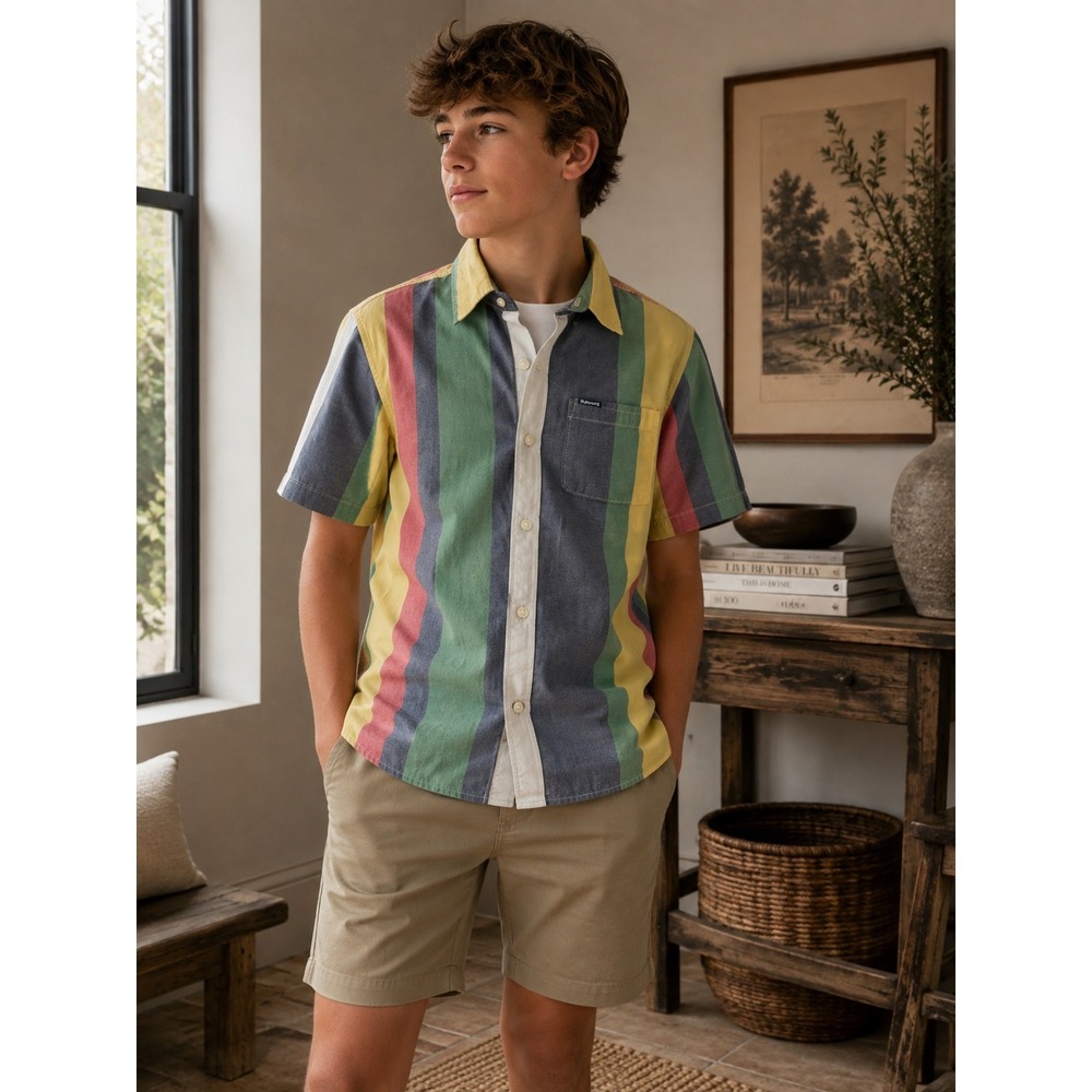 Barbour Shirt Boys XL Multicolor Striped Preppy Coastal Nautical